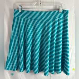 2010’s Turquoise Striped Mini Skater Skirt Women’s Size L